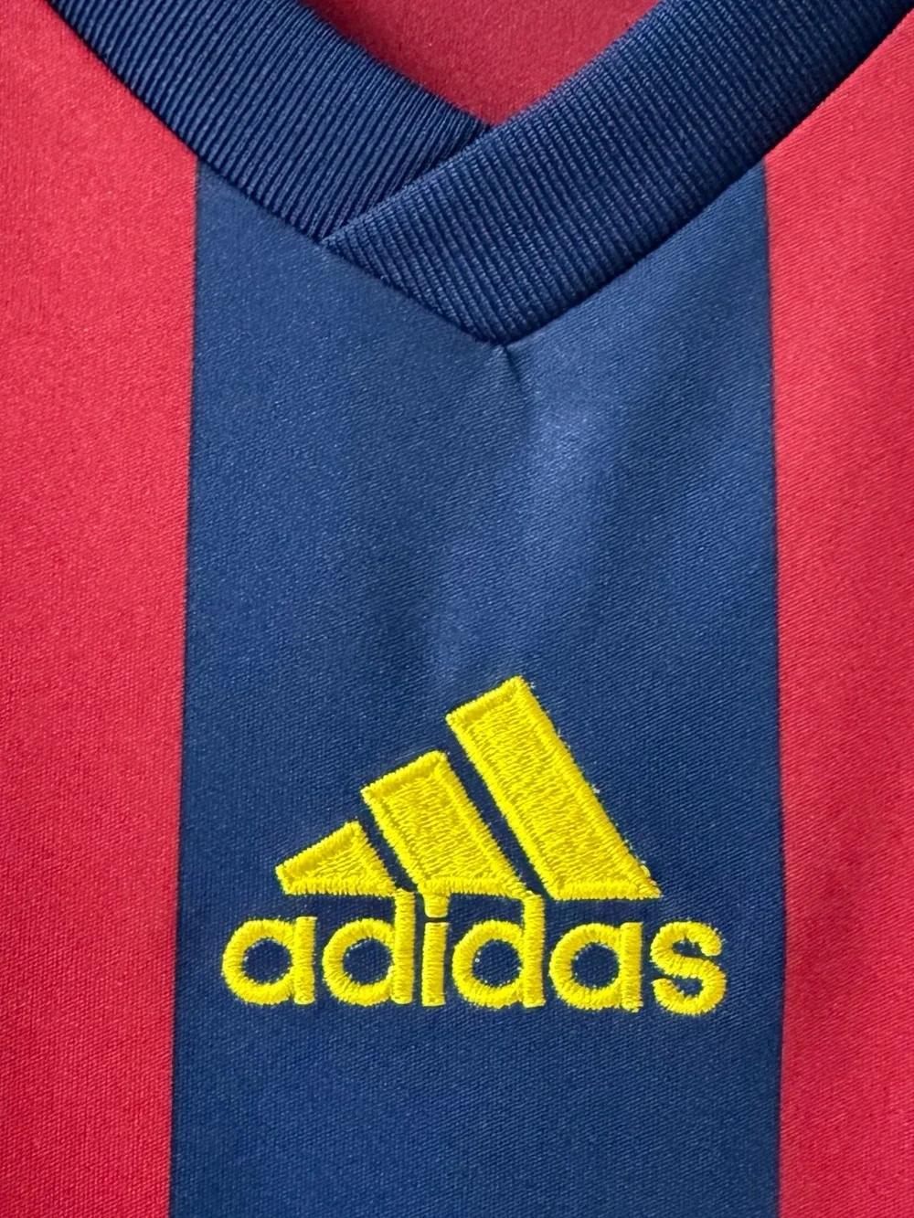 Adidas ClimaCool Soccer Jersey Men's Large Burgundy Navy Striped Athletic Shirt